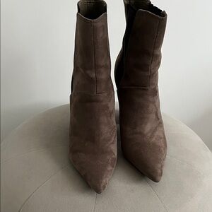Guess Brown Pointed Toe Suede Ankle Booties